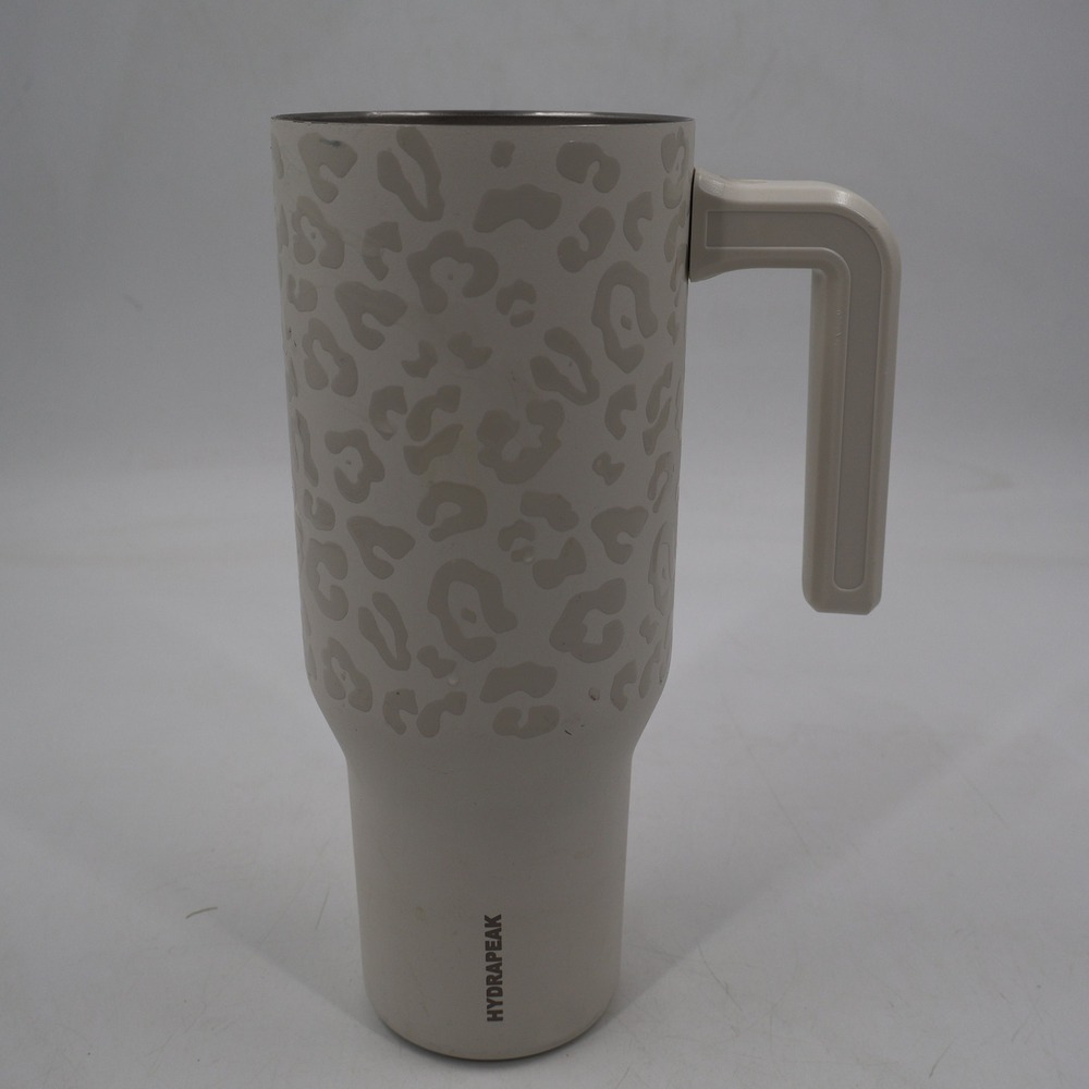 Hydrapeak Voyager Tumbler Unisex 40oz Cream Tonal Leopard Print Insulated Handle